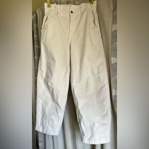 American Eagle Cream Corduroy Barrel Pants | Paperbag Waist | Size 4 Short
